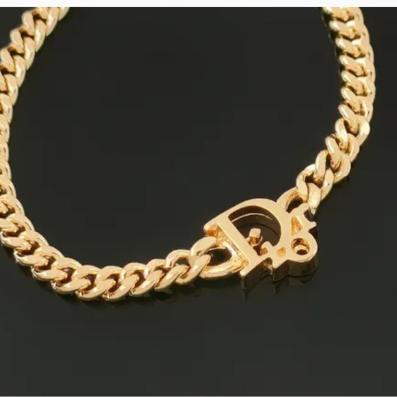 Christian Dior Gold Logo Chain Necklace GERMANY - Picture 4 of 9